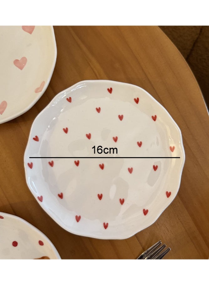 فاصولا طبق سيراميك، قطعة واحدة 16 سم طبق عشاء، بورسلين أبيض فاخر طبق حلويات، طبق تقديم أنيق بحواف مموجة ونقشة قلب للفطور والمقبلات، طبق جانبي عصري لاستضافة الضيوف وديكور المنزل، صحن صغير متين للوجبات الخفيفة والمجوهرات (لون أبيض) - Image 2